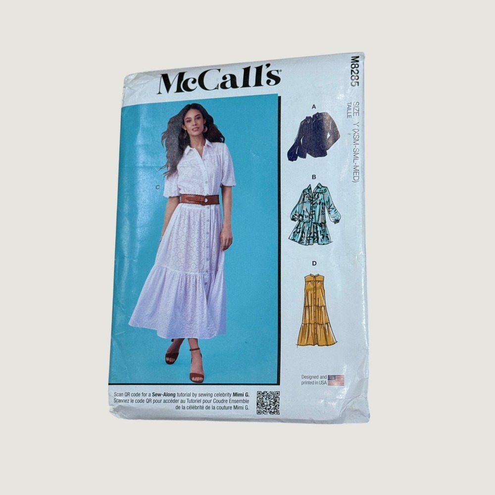 McCall's M8285 Sewing Pattern Dress Top Size XSM-MED Cottagecore Boho Coastal